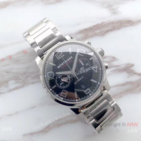 Swiss Grade 7750 Mont blanc Knock off Timewalker 316L Stainless Steel Black Face Watch Swiss Grade 7750 Mont blanc Knock off Timewalker 316L Stainless Steel Black Face Watch