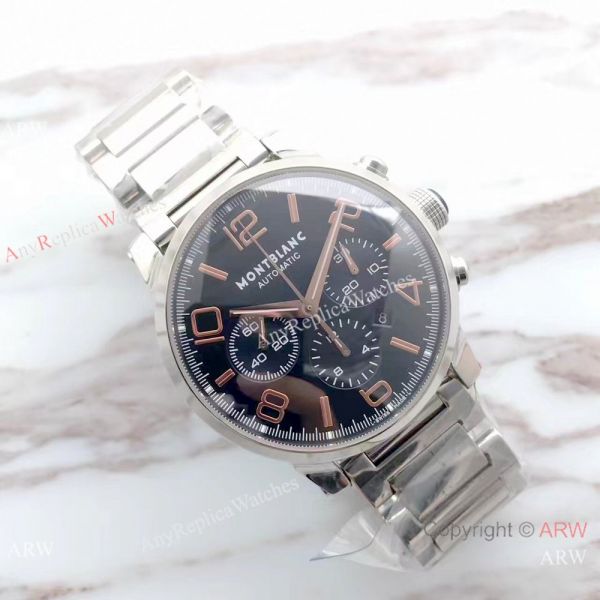 Swiss Fake Montblanc TimeWalker Stainless Steel Black Face Rose Gold Markers Watch Swiss Fake Montblanc TimeWalker Stainless Steel Black Face Rose Gold Markers Watch