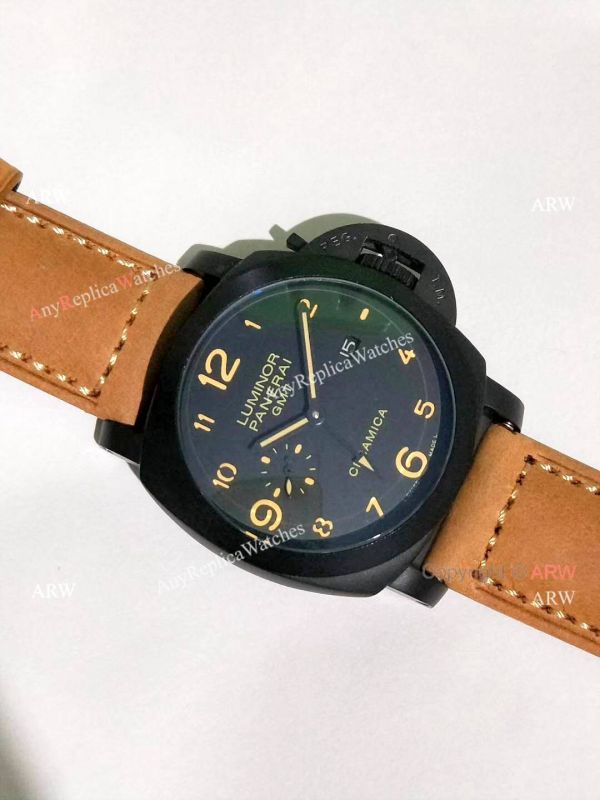 Copy Panerai Luminor GMT PAM0441 Watch Black Steel 44mm Copy Panerai Luminor GMT PAM0441 Watch Black Steel 44mm