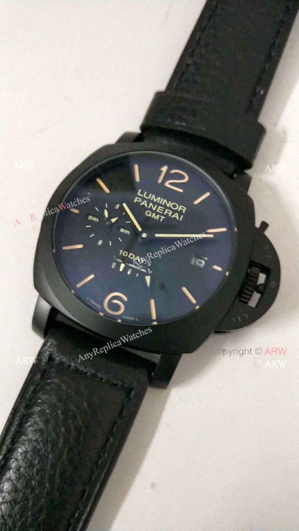 Fake Panerai Luminor 10 Days GMT Watch PAM335 Black Case Orange Markers Fake Panerai Luminor 10 Days GMT Watch PAM335 Black Case Orange Markers