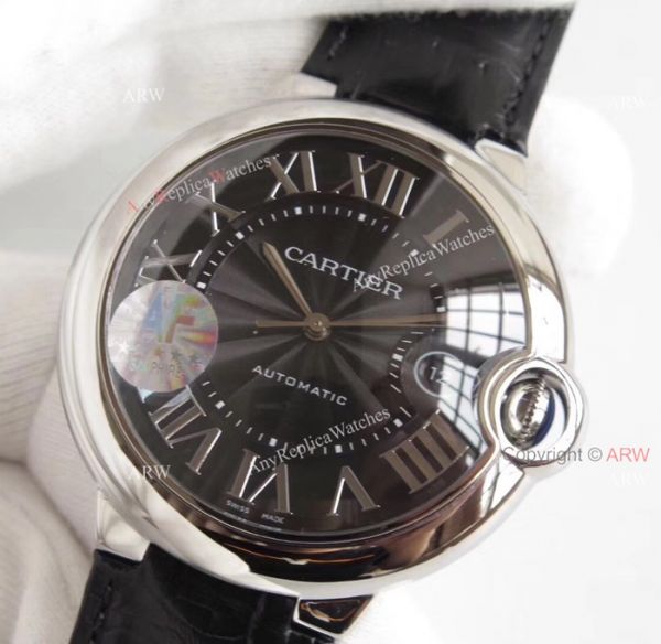 AF Factory Swiss Cartier Ballon Bleu White Dial Black Leather Strap Watch AF Factory Swiss Cartier Ballon Bleu White Dial Black Leather Strap Watch
