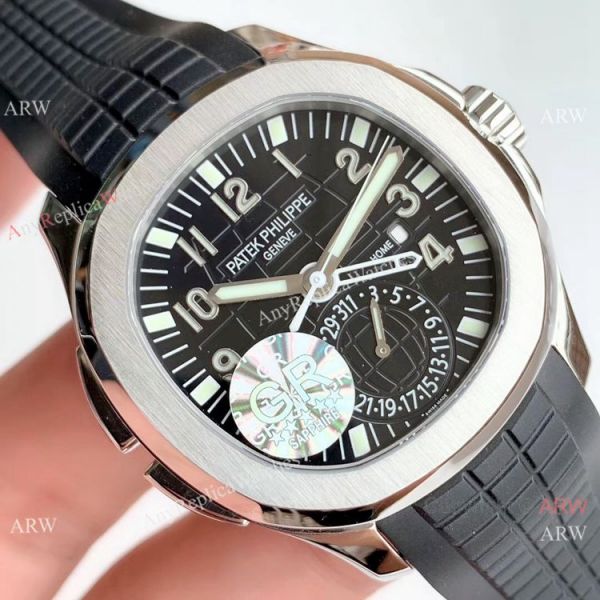 (GR) Swiss Copy Patek Philippe Aquanaut Travel Time SS Black Dial Watch 40mm (GR) Swiss Copy Patek Philippe Aquanaut Travel Time SS Black Dial Watch 40mm