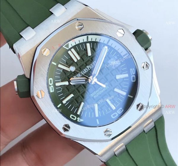 New Swiss 3120 Audemars Piguet Royal Oak Green Dial Green Rubber Band Replica Watches New Swiss 3120 Audemars Piguet Royal Oak Green Dial Green Rubber Band Replica Watches