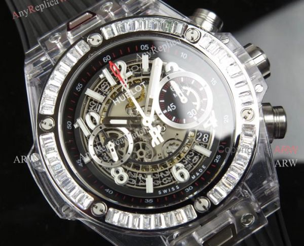 Swiss 7750 Replica Hublot Big Bang Unico Sapphire Black Rubber Band Diamond Bezel Big Band Watch Swiss 7750 Replica Hublot Big Bang Unico Sapphire Black Rubber Band Diamond Bezel Big Band Watch