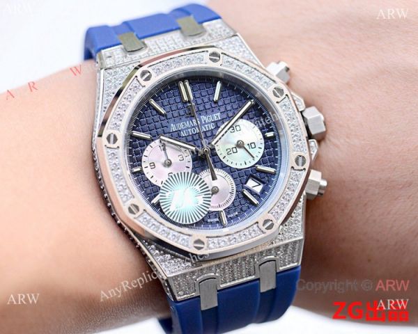 New Copy Audemars Piguet Iced Out Royal Oak Blue Chronograph Watch New Copy Audemars Piguet Iced Out Royal Oak Blue Chronograph Watch