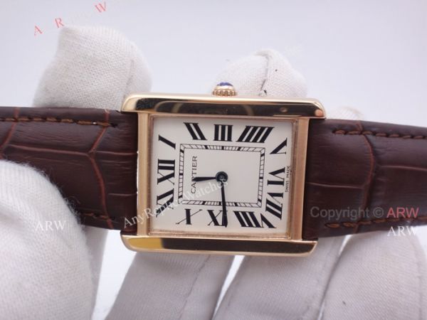 Cartier Tank Rose Gold Leather Strap Replica Watches For Sale Cartier Tank Rose Gold Leather Strap Replica Watches For Sale