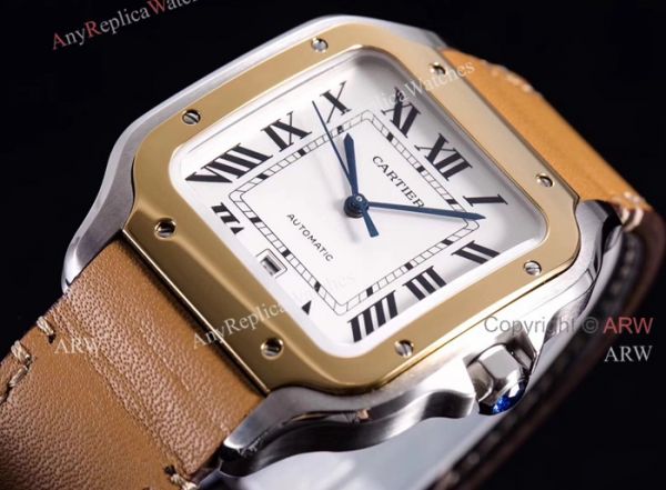 2018 New Santos De Cartier Watch Collection Cartier Santos Brown Leather Strap White Roman Dial Watches 2018 New Santos De Cartier Watch Collection Cartier Santos Brown Leather Strap White Roman Dial Watches