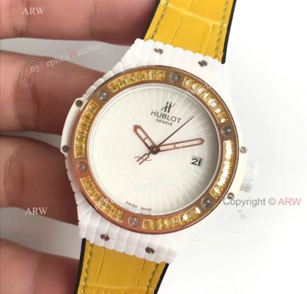 Swiss 9015 Hublot Big Bang Tutti Frutti Caviar White Rubber Strap Watches 45mm Swiss 9015 Hublot Big Bang Tutti Frutti Caviar White Rubber Strap Watches 45mm