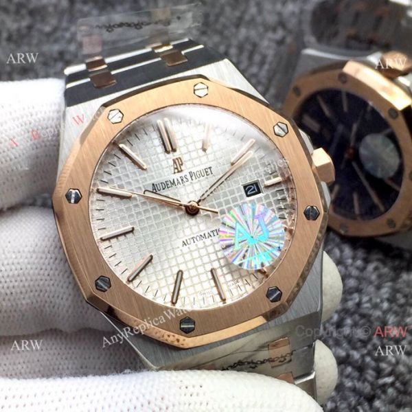 Newest Fake Audemars Piguet Royal Oak Watch Two Tone Rose Gold Silver Dial Newest Fake Audemars Piguet Royal Oak Watch Two Tone Rose Gold Silver Dial