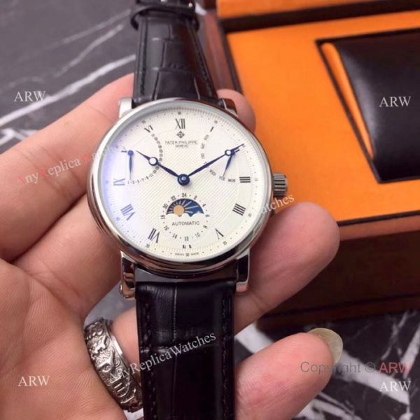 Fake Patek Philippe Geneve Complications Moonphase Copy Watch White Face Fake Patek Philippe Geneve Complications Moonphase Copy Watch White Face