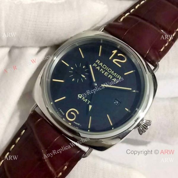 AAA Replica Panerai Radiomir GMT Brown Leather Strap Watch PAM 421 AAA Replica Panerai Radiomir GMT Brown Leather Strap Watch PAM 421