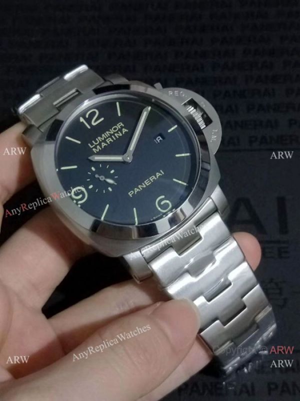 Copy Panerai Luminor Steel Bracelet Black Face PAM00328 Copy Panerai Luminor Steel Bracelet Black Face PAM00328