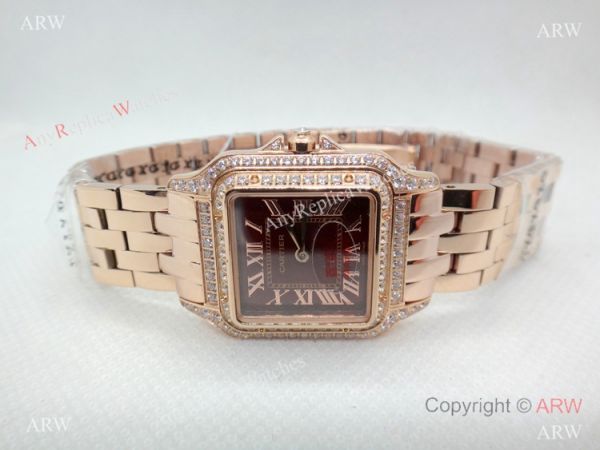 Panthere De Cartier Replica Watches Rose Gold Dark Red Dial Panthere De Cartier Replica Watches Rose Gold Dark Red Dial