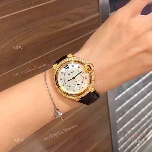 Fake Cartier Ballon Bleu 36mm Watch Gold Case White MOP Face Fake Cartier Ballon Bleu 36mm Watch Gold Case White MOP Face