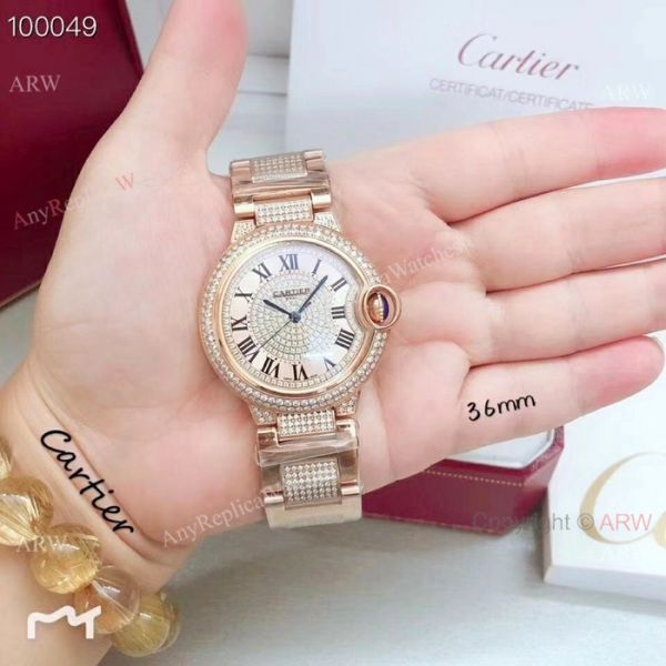Fake Cartier Ballon Bleu Ice Out Watches 33mm Stainless steel Roman Dial Fake Cartier Ballon Bleu Ice Out Watches 33mm Stainless steel Roman Dial