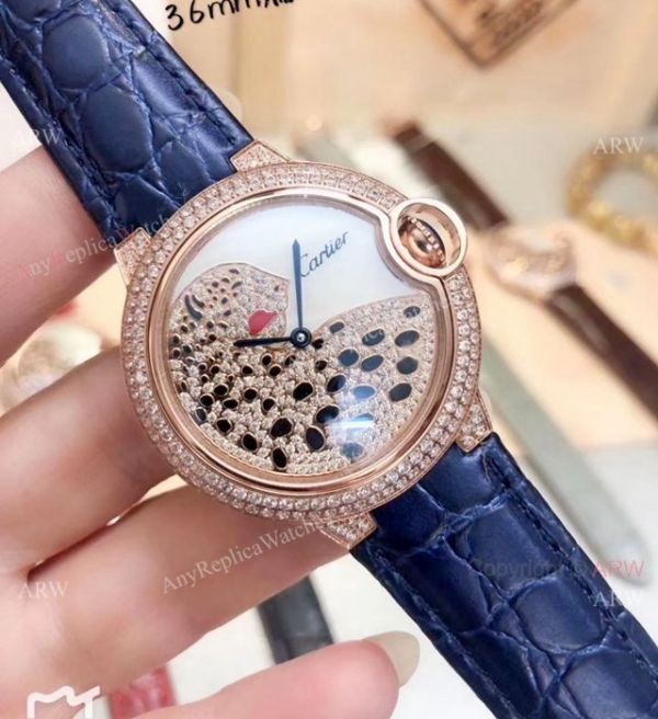 Ballon Bleu Cartier Quartz Watches Diamond Leopard Brown Bracelet Ballon Bleu Cartier Quartz Watches Diamond Leopard Brown Bracelet