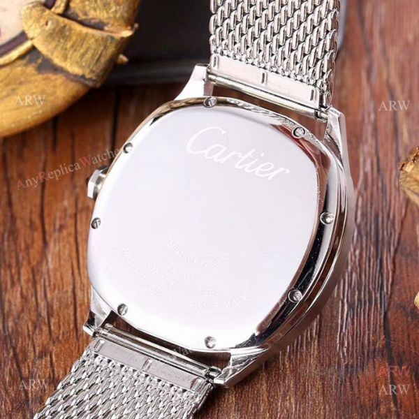 Copy Cartier Drive De Stainless Steel White Moon phase Dial Watches Copy Cartier Drive De Stainless Steel White Moon phase Dial Watches