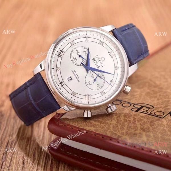 Fake Omega De Ville Chronograph Watches SS Brown Leather Strap Fake Omega De Ville Chronograph Watches SS Brown Leather Strap
