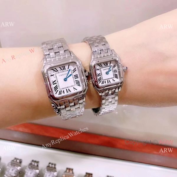 Panthere De Cartier Quartz Watches SS Rose Gold Bezel Panthere De Cartier Quartz Watches SS Rose Gold Bezel