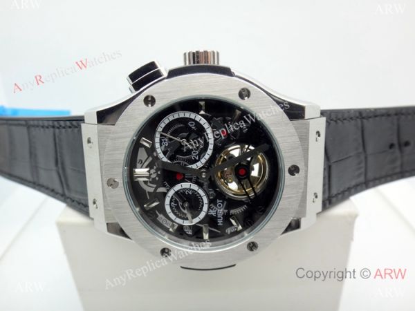 Hublot Tourbillon Skeleton Classic Fusion Watch 45mm SS Black Gummy Band Hublot Tourbillon Skeleton Classic Fusion Watch 45mm SS Black Gummy Band