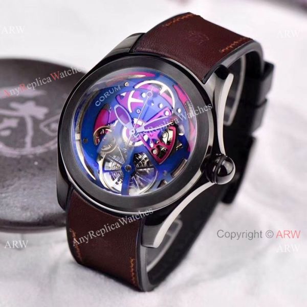 Corum Skeleton Bubble Watch Replica 46mm Solid Black Gray Dial Corum Skeleton Bubble Watch Replica 46mm Solid Black Gray Dial