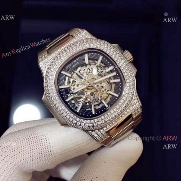 New Replica Patek Philippe Nautilus Hollow Ice Out Watch Stainless Steel New Replica Patek Philippe Nautilus Hollow Ice Out Watch Stainless Steel