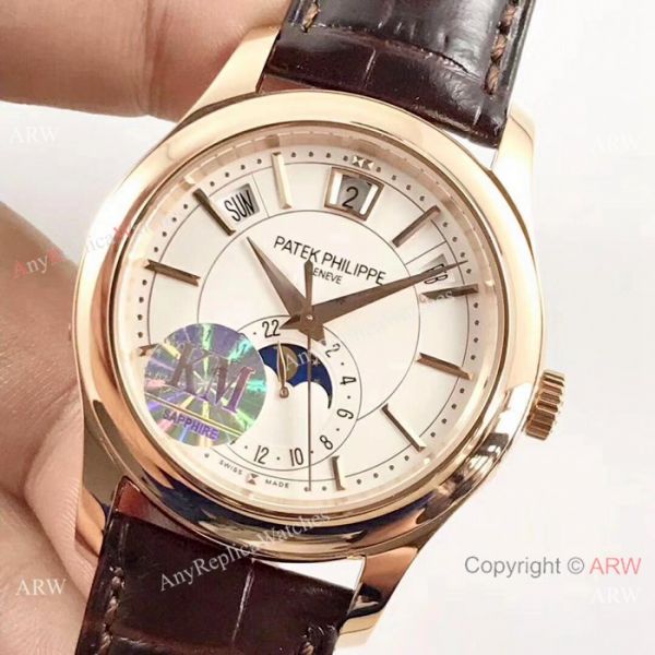 (KM)Swiss Patek Philippe Moonphase Replica Watch Rose Gold Annual Calendar Face (KM)Swiss Patek Philippe Moonphase Replica Watch Rose Gold Annual Calendar Face