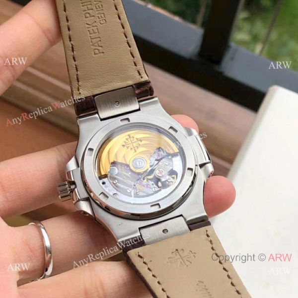 Swiss Copy Patek Philippe Nautilus 7118 Watches White Dial Brown Leather Band Swiss Copy Patek Philippe Nautilus 7118 Watches White Dial Brown Leather Band