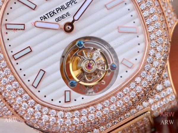 Swiss Replica Patek Philippe Nautilus Jumbo R8 Watch Rose Gold Iced Out Swiss Replica Patek Philippe Nautilus Jumbo R8 Watch Rose Gold Iced Out