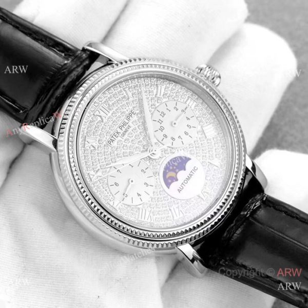 Fake Patek Philippe Complications SS Diamond dial Watch Swiss 9100 Fake Patek Philippe Complications SS Diamond dial Watch Swiss 9100