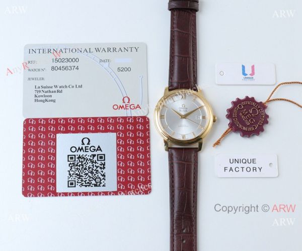 Swiss 2824 Omega De Ville Replica Watch Gold Case Silver Dial Swiss 2824 Omega De Ville Replica Watch Gold Case Silver Dial