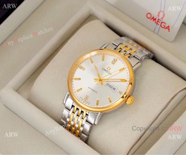 Fake Omega day date Automatic Watch 2-Tone Silver Dial Fake Omega day date Automatic Watch 2-Tone Silver Dial