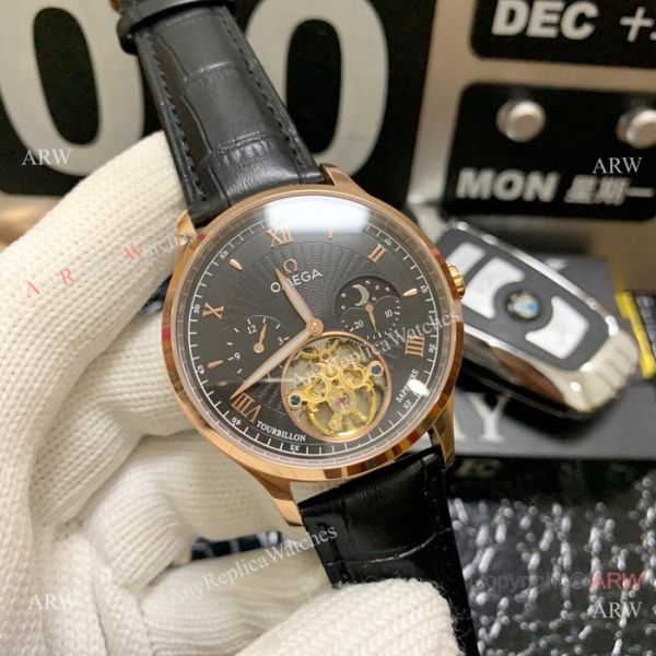 New Replica Omega Complications Moon Phase SS Black Dial Watches 42mm New Replica Omega Complications Moon Phase SS Black Dial Watches 42mm