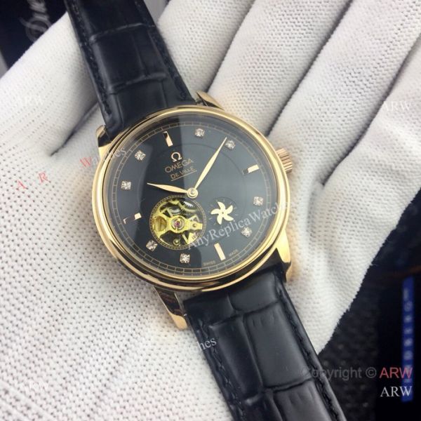 Copy Omega Tourbillon De Ville Watches Gold Case Silver Dial Copy Omega Tourbillon De Ville Watches Gold Case Silver Dial