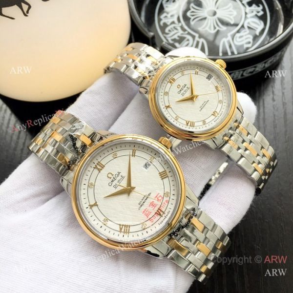 Fake DeVille Prestige Omega Couple Watch Stainless Steel Black Dial Fake DeVille Prestige Omega Couple Watch Stainless Steel Black Dial