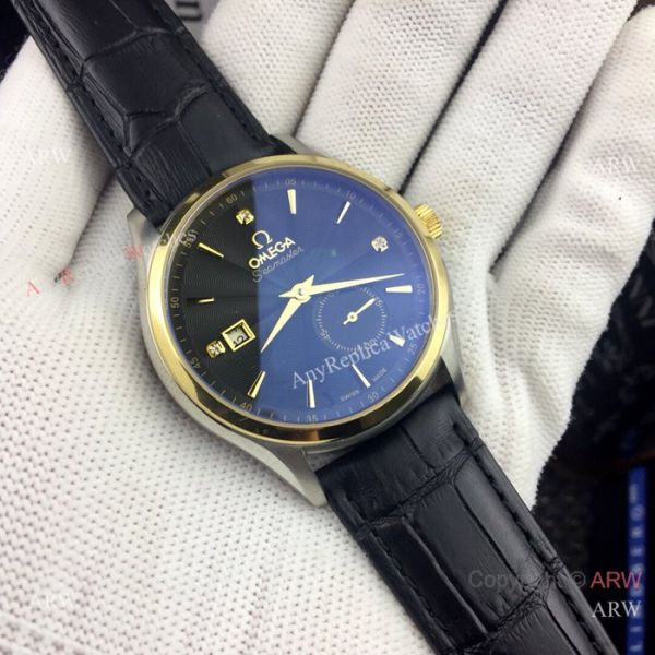 New Omega seamaster 41mm watches Gold Bezel Brown Leather Band New Omega seamaster 41mm watches Gold Bezel Brown Leather Band