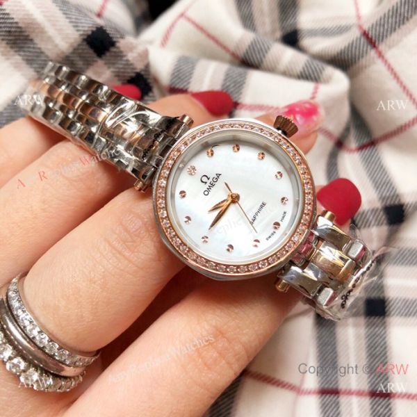 Replica Omega Women Watches Stainless Steel White MOP Dial Replica Omega Women Watches Stainless Steel White MOP Dial