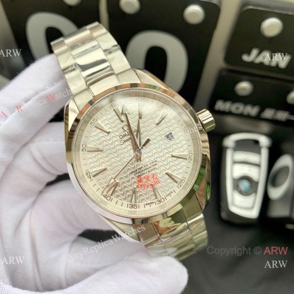 Omega Seamaster AQUA TERRA Swiss 8215 Watches Replica SS White Waved Dial Omega Seamaster AQUA TERRA Swiss 8215 Watches Replica SS White Waved Dial