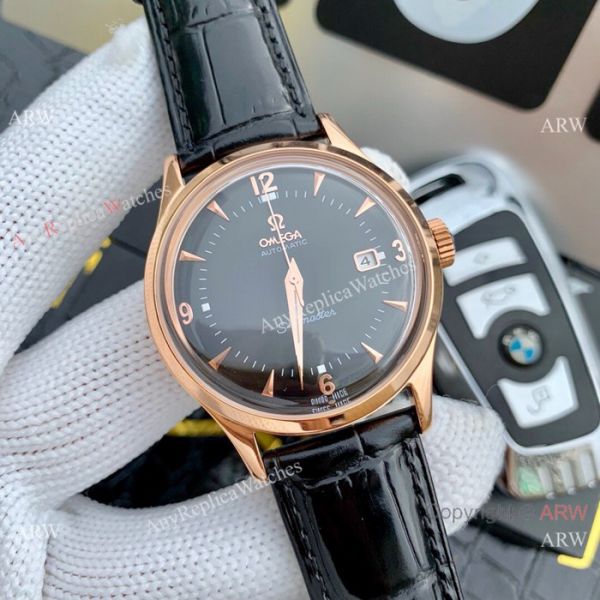 Omega Seamaster Replica Wristwatch SS Brown Leather Band Omega Seamaster Replica Wristwatch SS Brown Leather Band