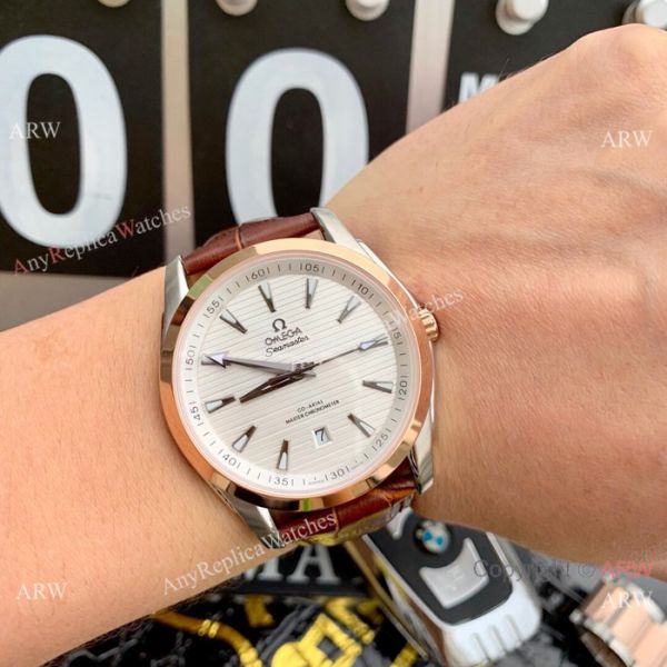 Omega Seamaster Aqua Terra Swiss 8900 Watch Rose Gold Bezel Omega Seamaster Aqua Terra Swiss 8900 Watch Rose Gold Bezel