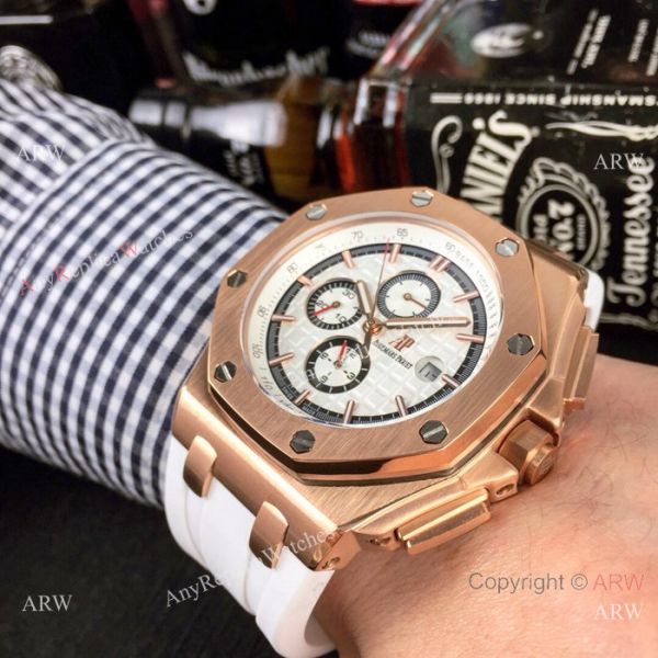 Replica Audemars Piguet Royal Oak Offshore 44mm Watch Rose Gold White Replica Audemars Piguet Royal Oak Offshore 44mm Watch Rose Gold White