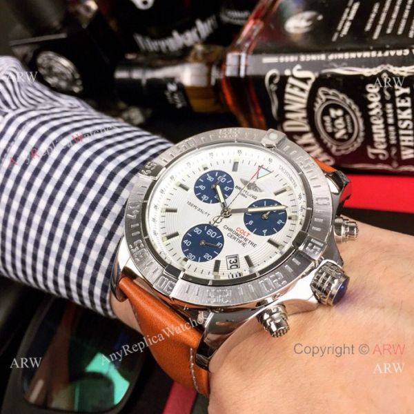 Copy Breitling COLT Chronograph Watches SS Brown Leather Strap Copy Breitling COLT Chronograph Watches SS Brown Leather Strap