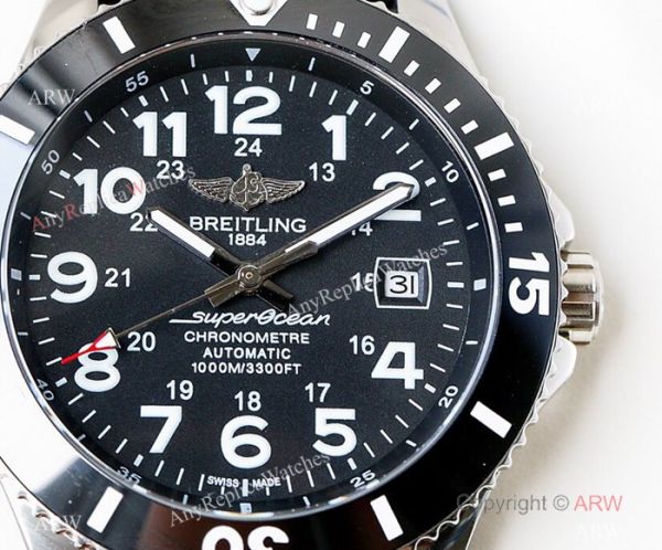 Swiss Copy Breitling Superocean II Sapphire Glass Watch Silver Case Blue Face Swiss Copy Breitling Superocean II Sapphire Glass Watch Silver Case Blue Face