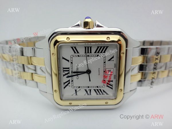 Panthere De Cartier Silver Dial Two Tone Men Watch 38mm Panthere De Cartier Silver Dial Two Tone Men Watch 38mm