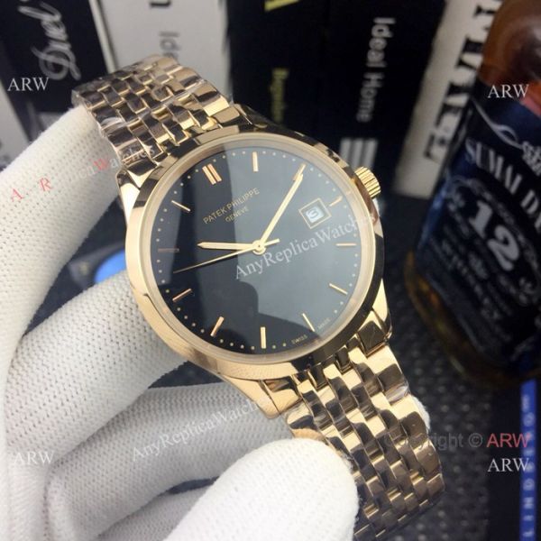 Patek Philippe Calatrava Men Watch Black Dial Two Tone Rose Gold Patek Philippe Calatrava Men Watch Black Dial Two Tone Rose Gold