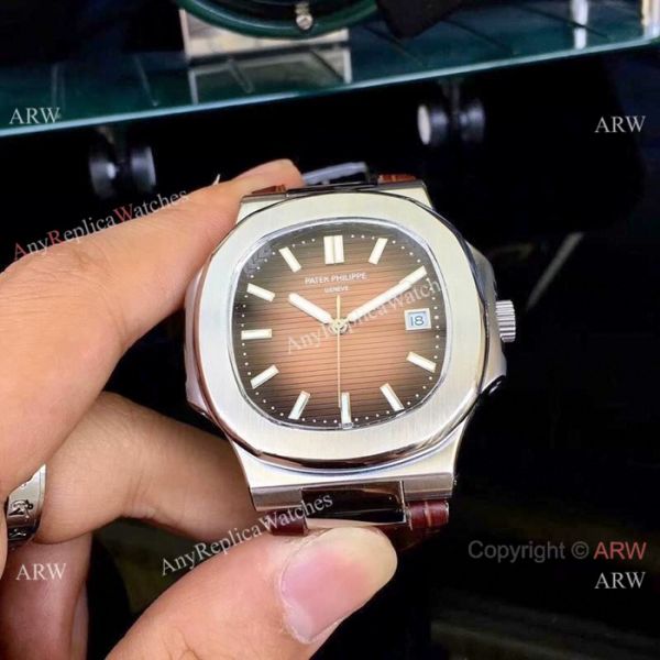Patek Philippe Nautilus Replica Watches Rose Gold Brown Leather Strap Patek Philippe Nautilus Replica Watches Rose Gold Brown Leather Strap