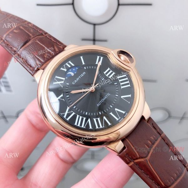 Copy Ballon Bleu de Cartier Moonphase Watch White Dial Black Leather Band Copy Ballon Bleu de Cartier Moonphase Watch White Dial Black Leather Band