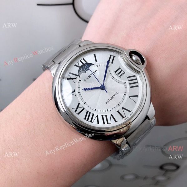 Cartier Ballon Bleu Stainless Steel Black Moonphase Watch New Replica Cartier Ballon Bleu Stainless Steel Black Moonphase Watch New Replica
