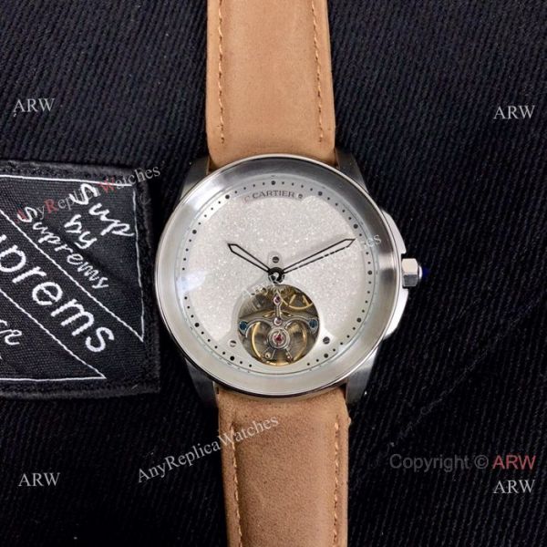 New Copy Calibre de Cartier Tourbillon watch Black Leather Band New Copy Calibre de Cartier Tourbillon watch Black Leather Band