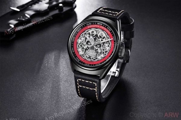 New Replica Pagani Design Black PVD Skeleton Skull Men Watch New Replica Pagani Design Black PVD Skeleton Skull Men Watch